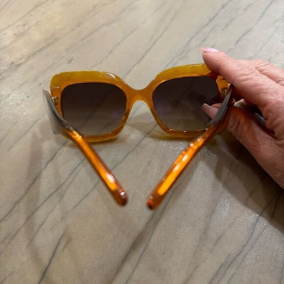 Pomellato Womens Acetate Wide Thick Square Frame Sunglasses Orange main image 4